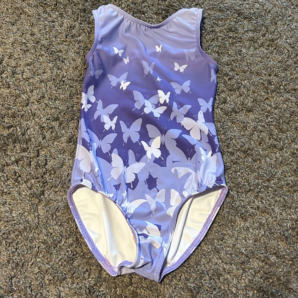 Balera Girls Purple Ombre Butterfly Gymnastics Leotard Dance Size SC